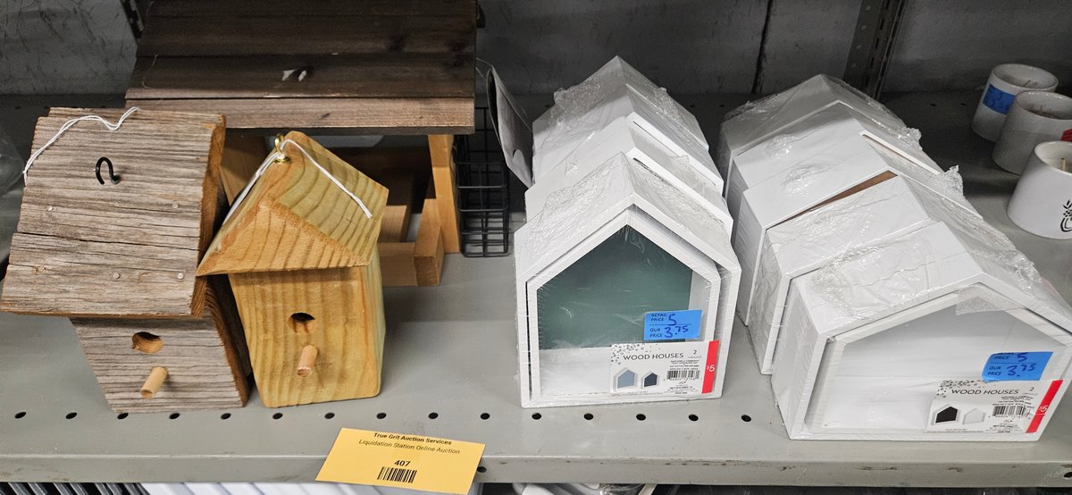 Wooden Birdhouses, Bird Feeder, and Decorative Shelves