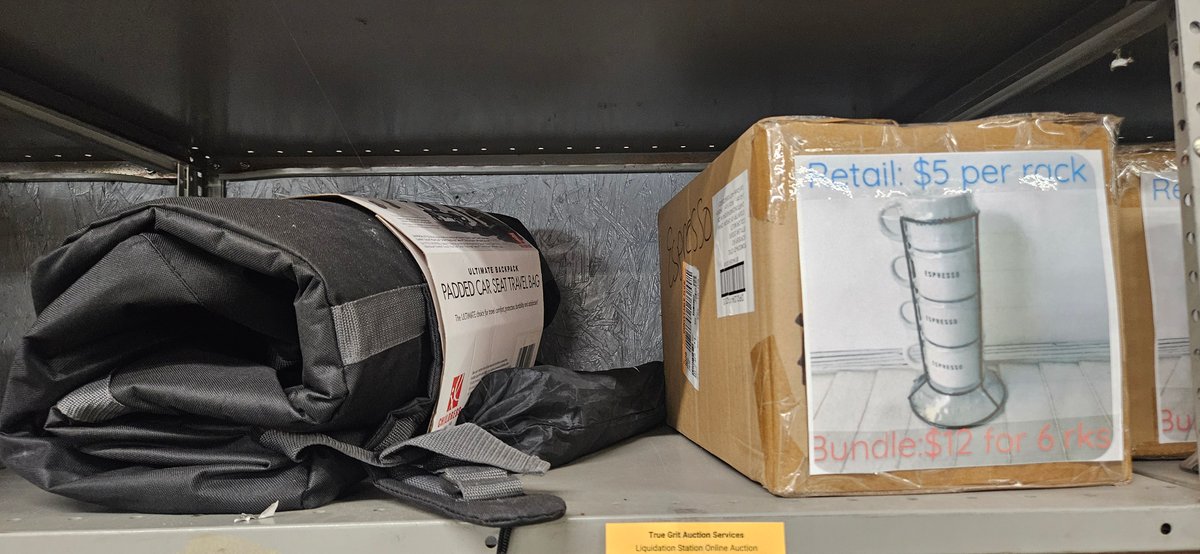 Padded Car Seat Travel Bag and Box of Espresso Cup Racks