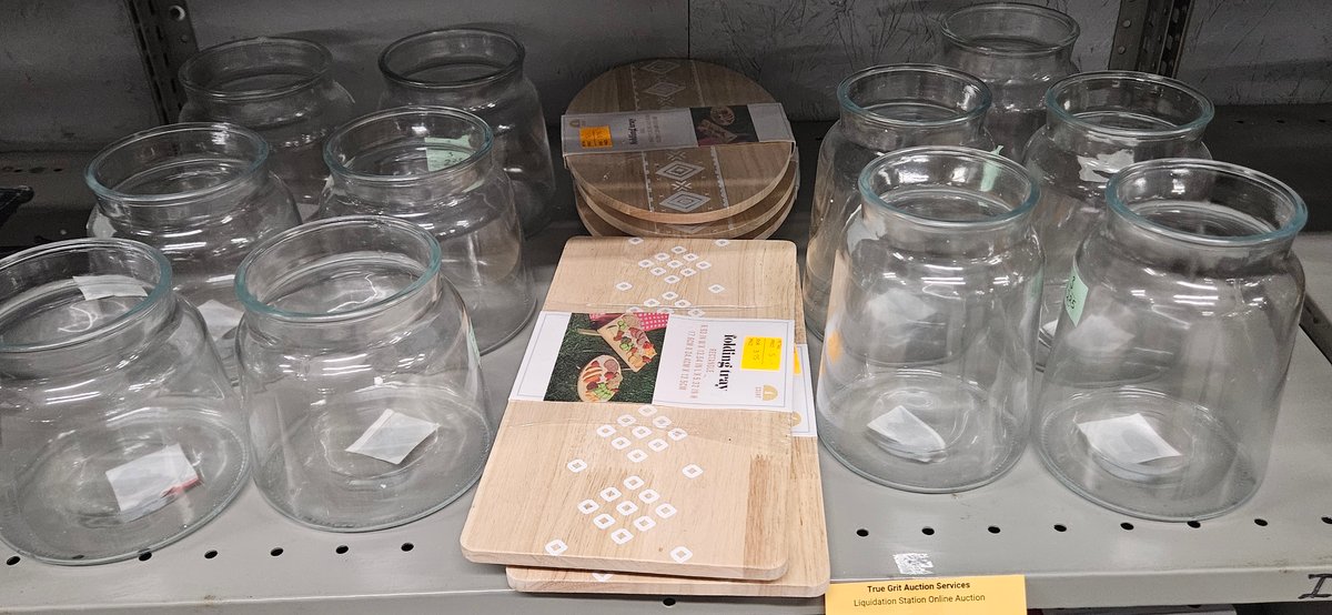 Clear Glass Canister Jars and Wooden Folding Trays