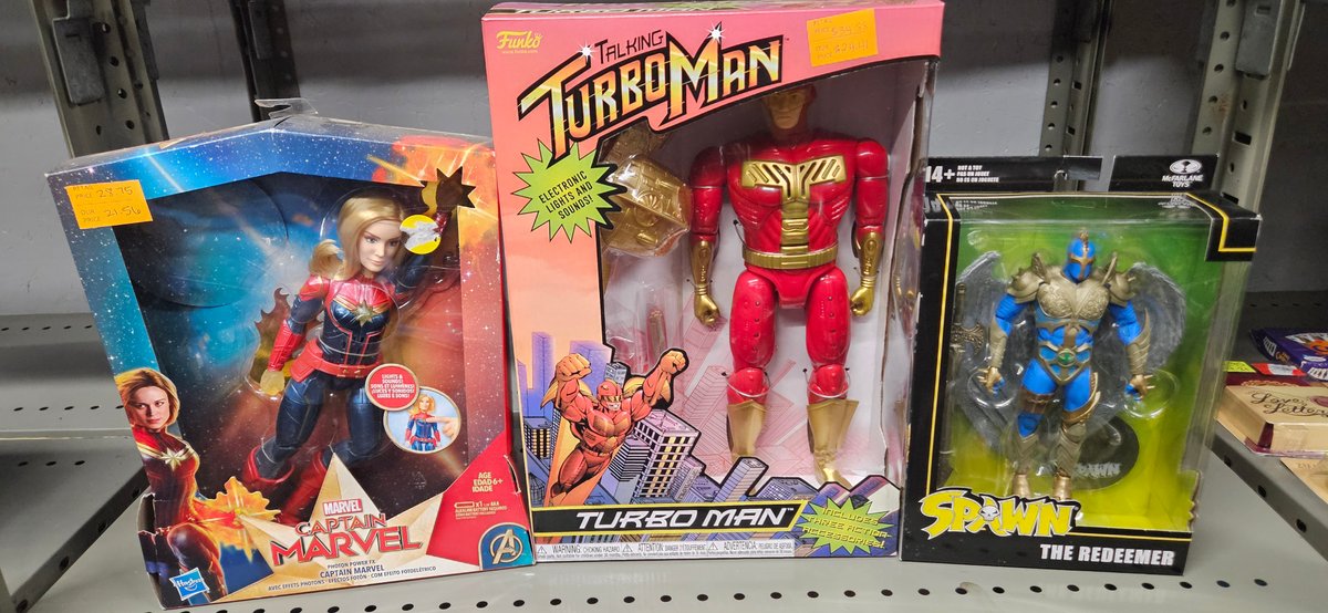 Captain Marvel, Turbo Man, and Spawn Action Figures
