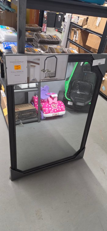 Threshold Black Finish Wall Mirror, 30 x 42 in