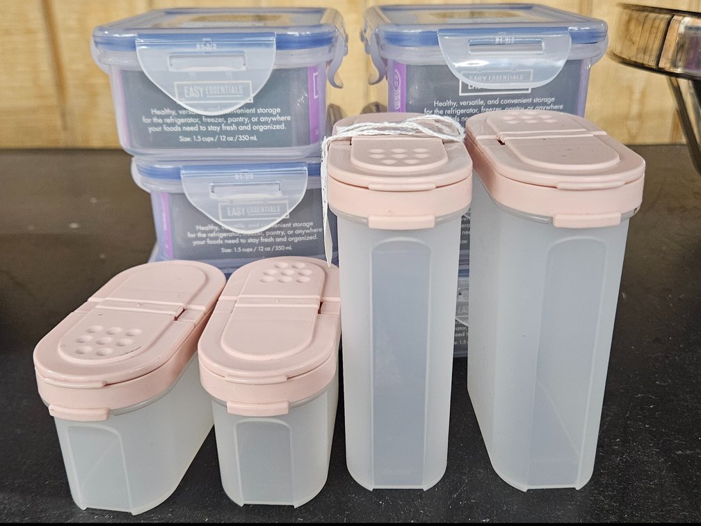 Plastic Food Storage Containers and Dispenser Shakers