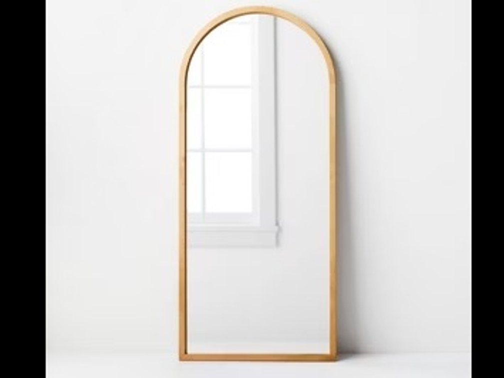 Threshold Studio McGee Arch Wood Leaner Mirror, 32 x 72 In