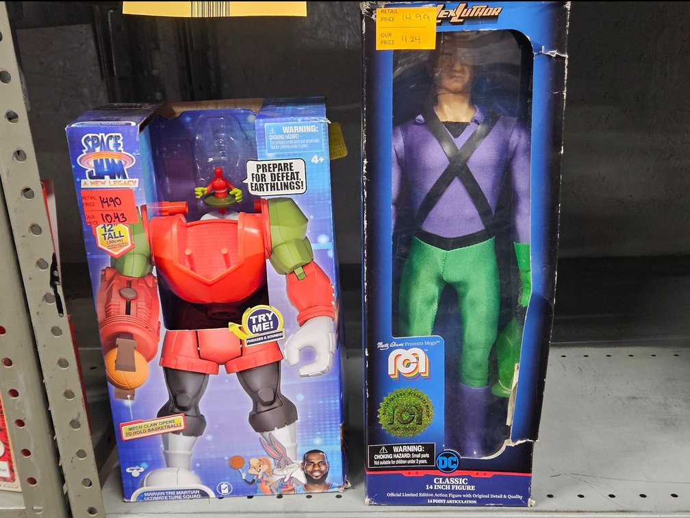 Space Jam Marvin the Martian and Mego DC Lex Luthor Figures