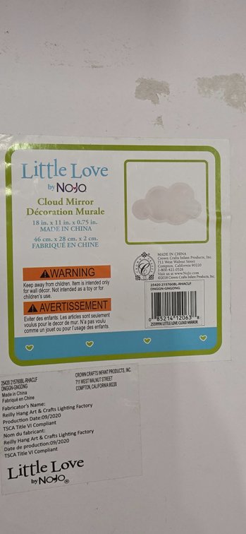 Little Love by NoJo Cloud Wall Mirror, 18 x 11 in.