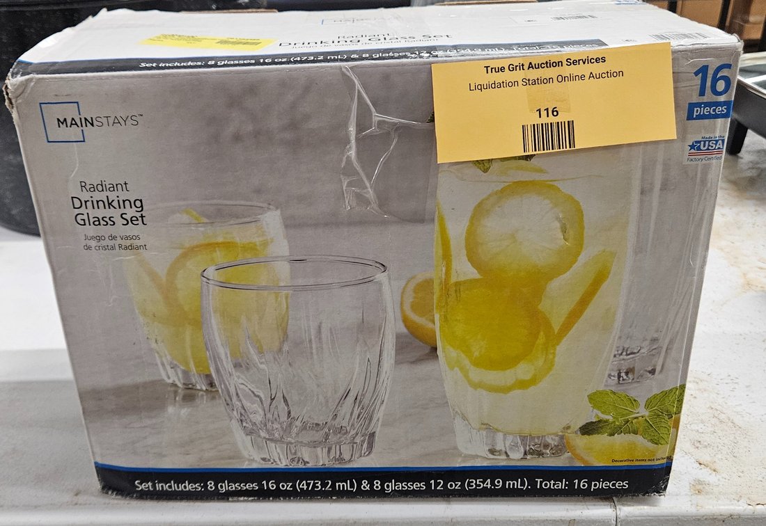 Mainstays Radiant 16-Piece Drinking Glass Set