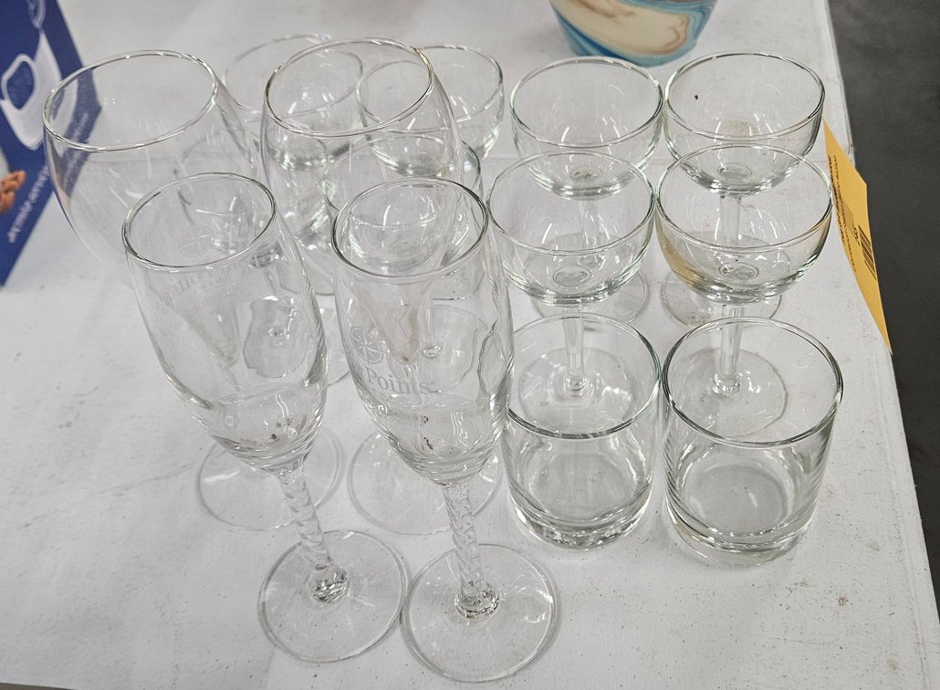 Glass Champagne Flutes, Coupe Glasses, and Tumblers