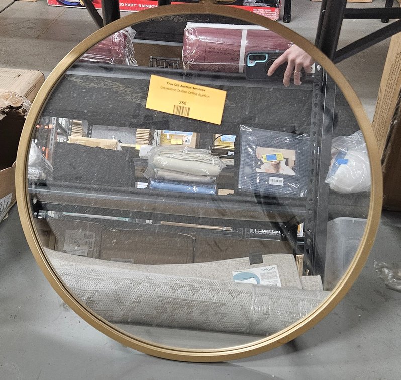 Round Gold-Tone Framed Mirror