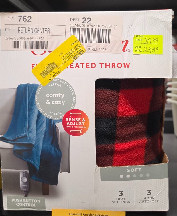 Red and Black Plaid Fleece Heated Throw Blanket