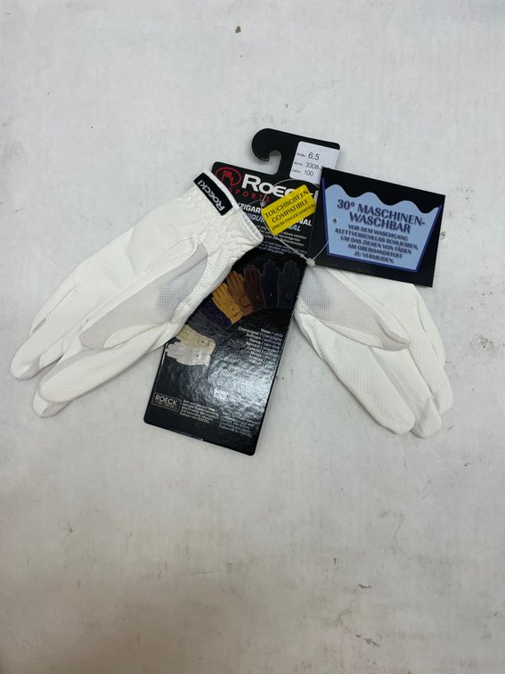 Roeckl White Leather Riding Gloves - Size 6 1/2