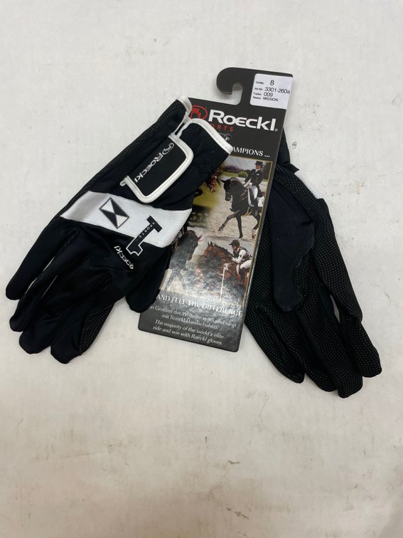 (2x) Roeckl Black/White Leather Gloves - Size 8