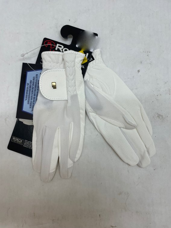 (2x) Roeckl White Leather Riding Gloves - Size 7