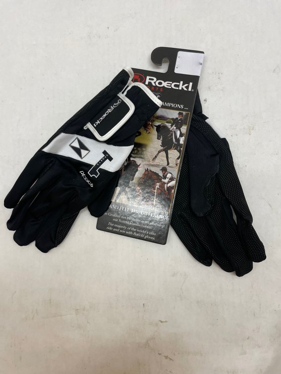 Roeckl Black/White Leather Gloves - Size 7 1/2