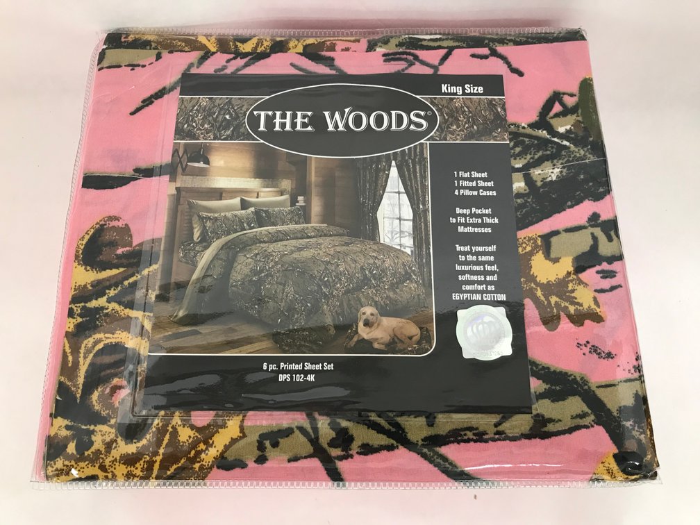 6 Pc New King Pink Camo Bed Sheet Set