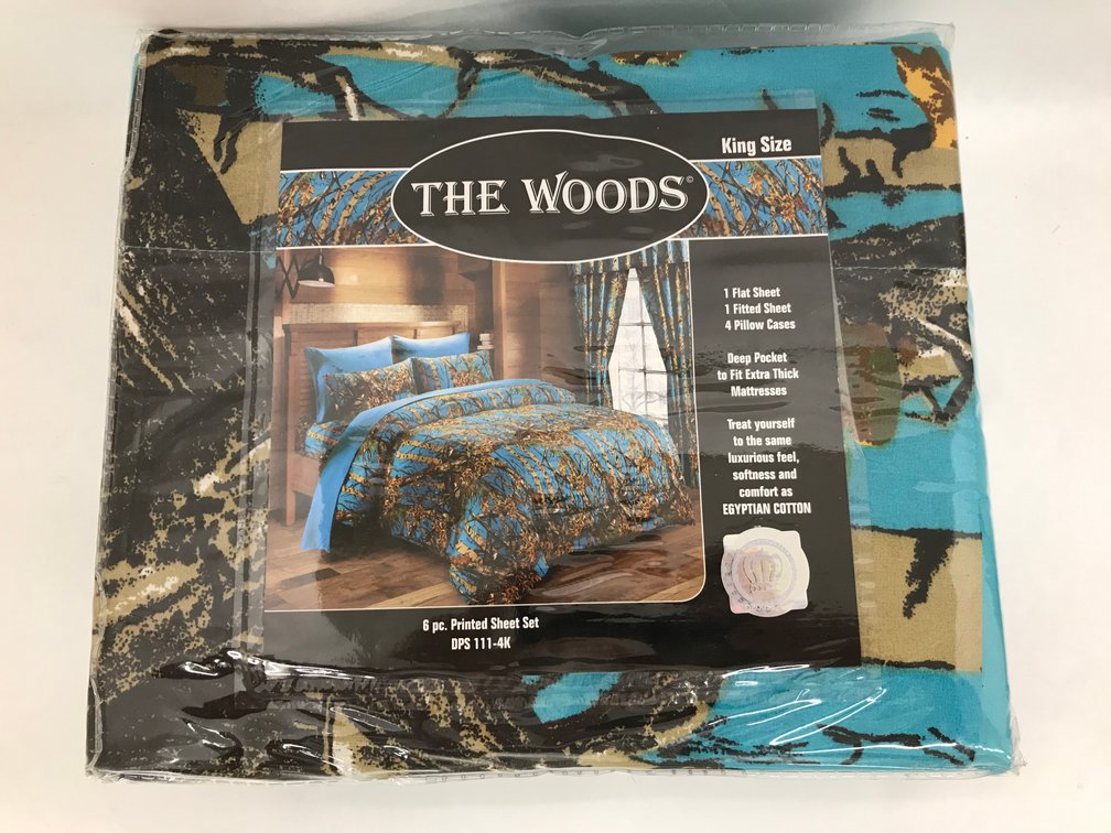 6 Pc New King Teal Camo Bed Sheet Set
