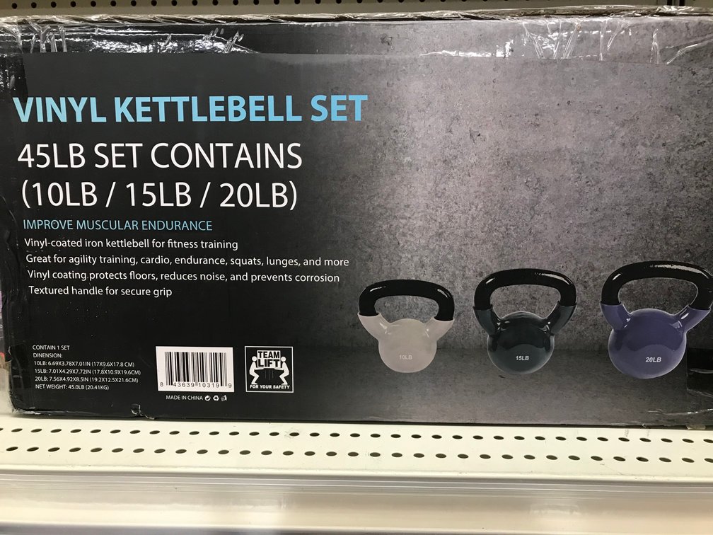 45 LB. Vinyl Kettlebell Set