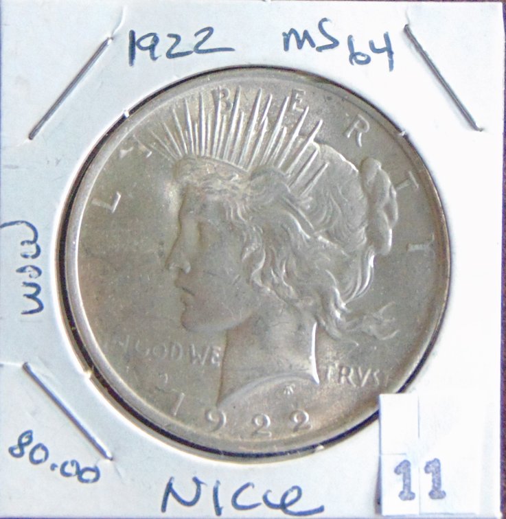 1922 Peace Dollar MS+,