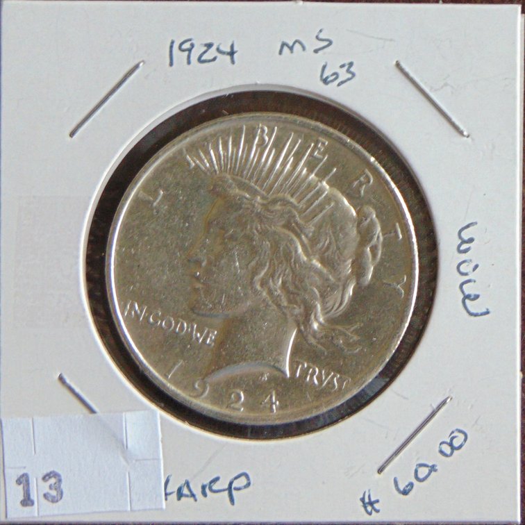 1924 Peace Dollar MS (cleaned).