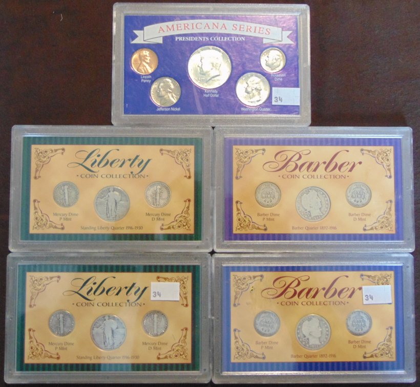 $2.65 face value in 90% Silver: Barber, Walking Liberty, Mercury, Roosevelt, Kennedy, Washington.