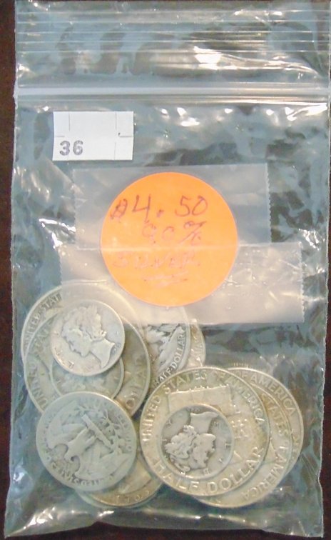 $4.50 face value in 90% Silver U.S. Coins.