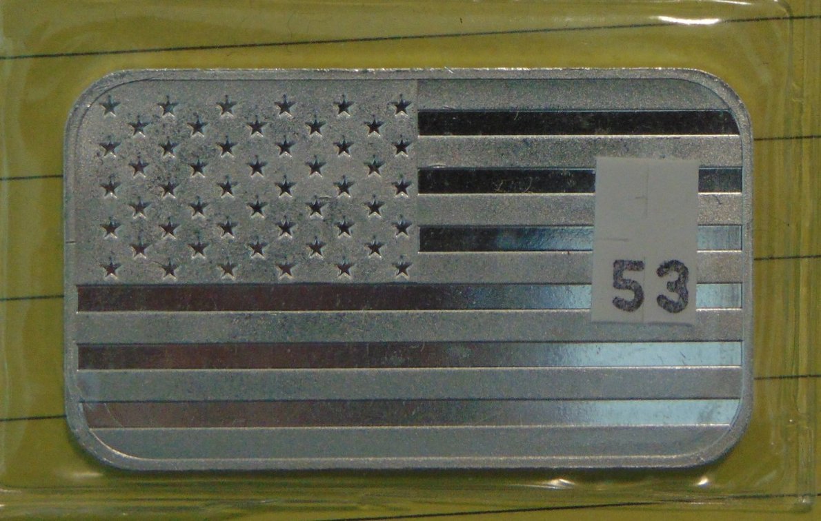U.S. Flag 1 Troy Oz. Silver Bar .999