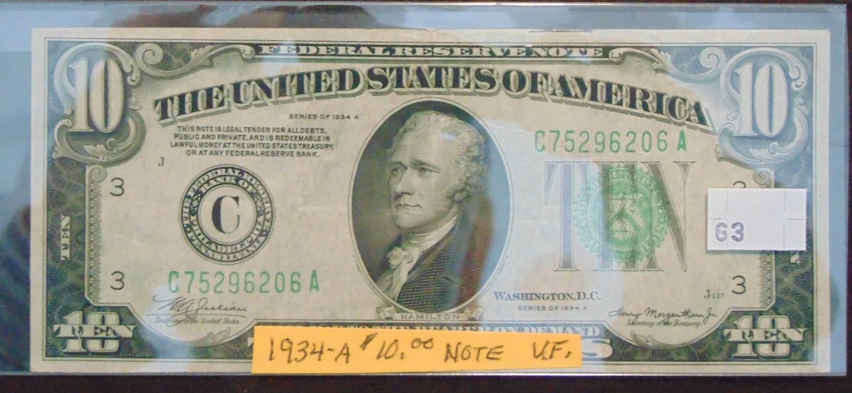 Series 1934A $10 FRN Philadelphia VF.