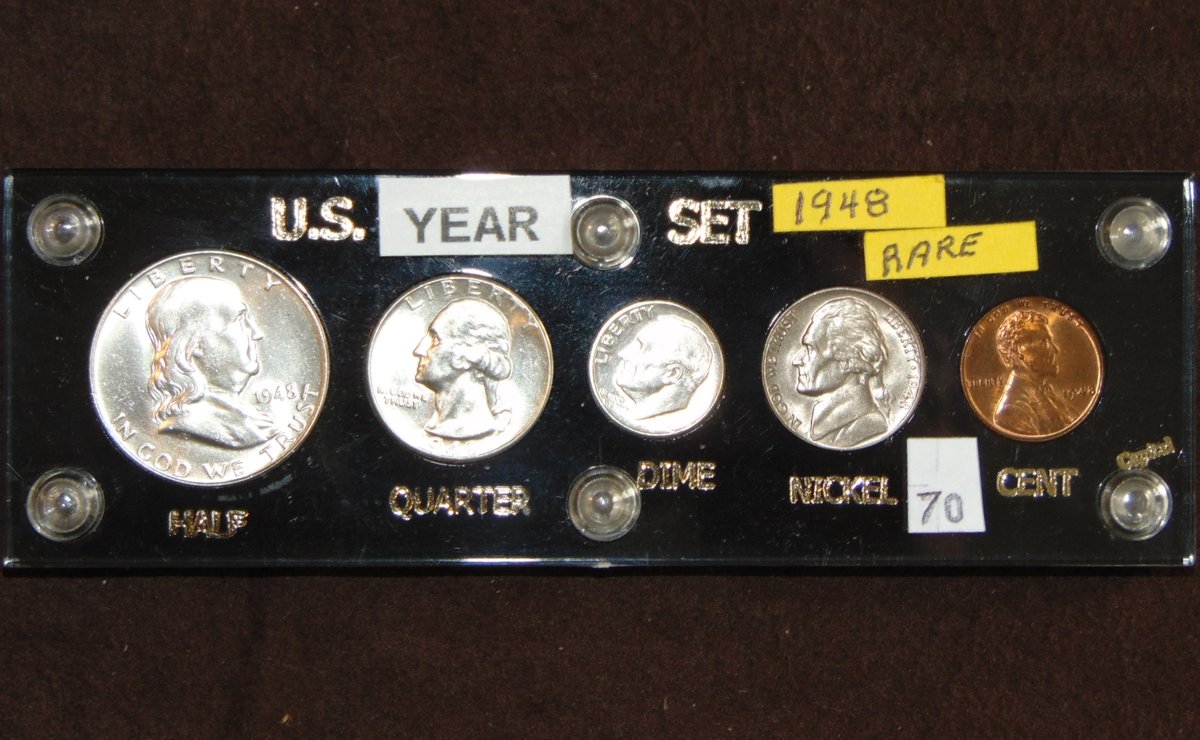 1948 U.S. Year Set MS (Half Dollar has full bell lines).