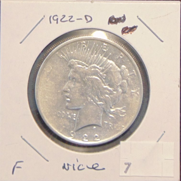 1922-D Peace Dollar F (cleaned).