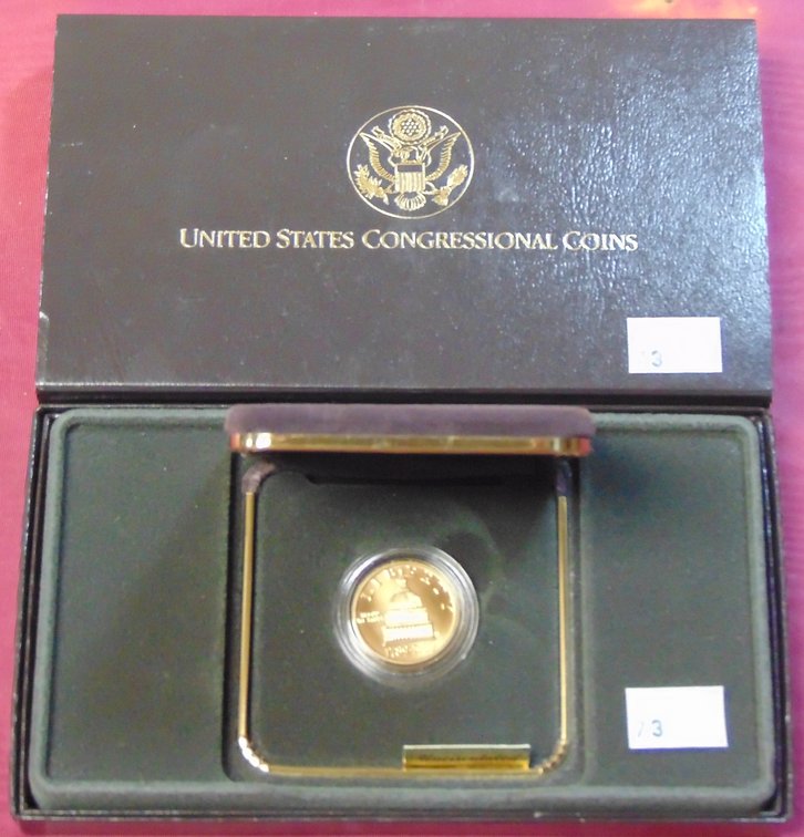 1989W $5 Gold U.S. Congress MS .2419 Troy Oz.