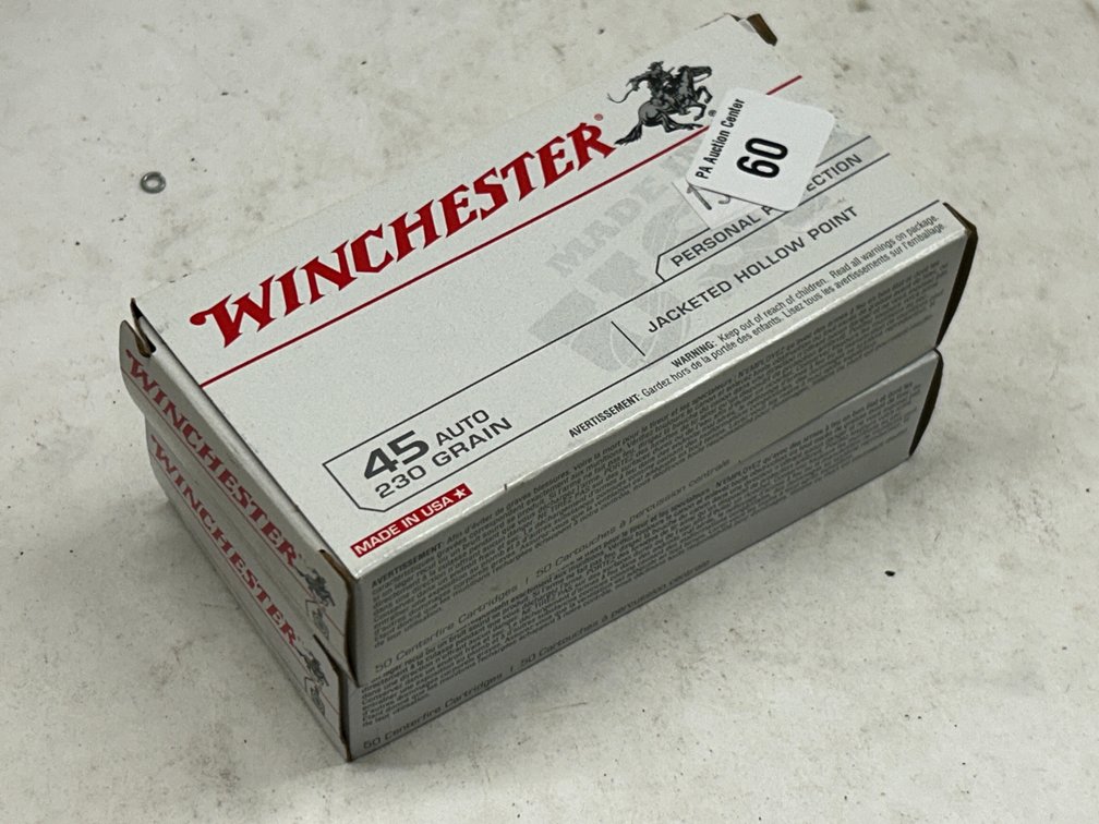 (100 rds) 45 Auto Ammo, 230 GR, Jacketed Hollow Pt