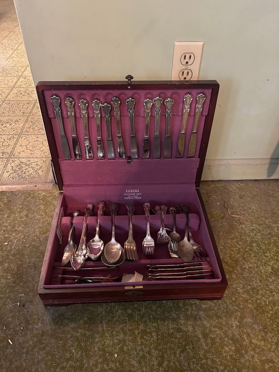 Silverware Chest with Full Serving Set