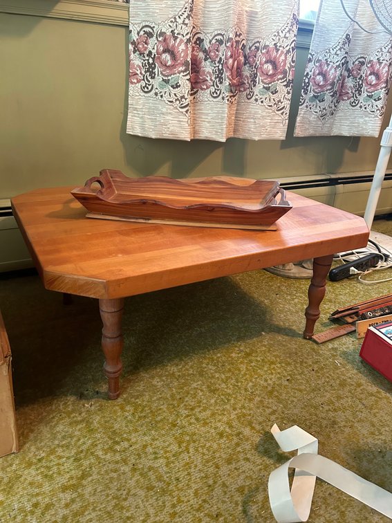 Small Wooden Coffee Table with Tray
