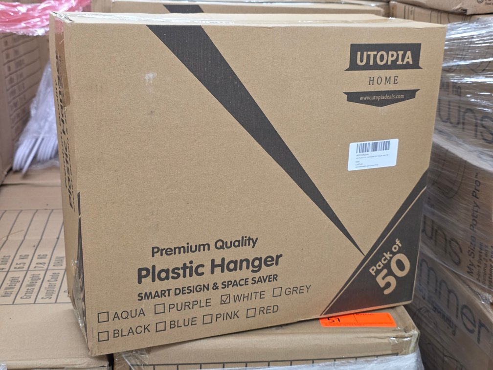 (63x) Utopia Plastic Hanger 50pk
