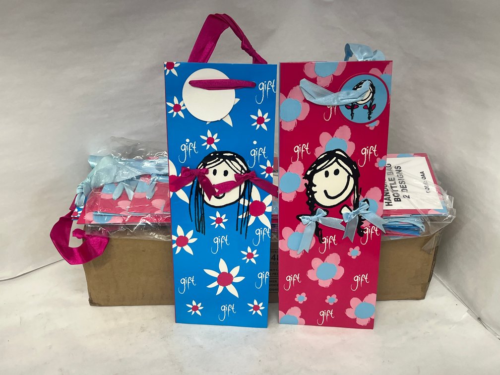 (64x Bid) Case Of 48 Asst Handcrafted Bottle Gift Bags