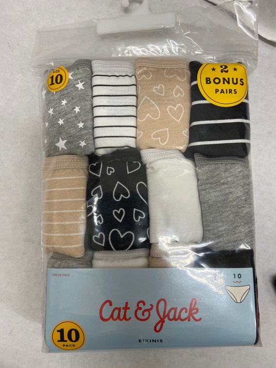 (68x Bid)Asst Cat & Jack 10pk Bikini Underwear-10