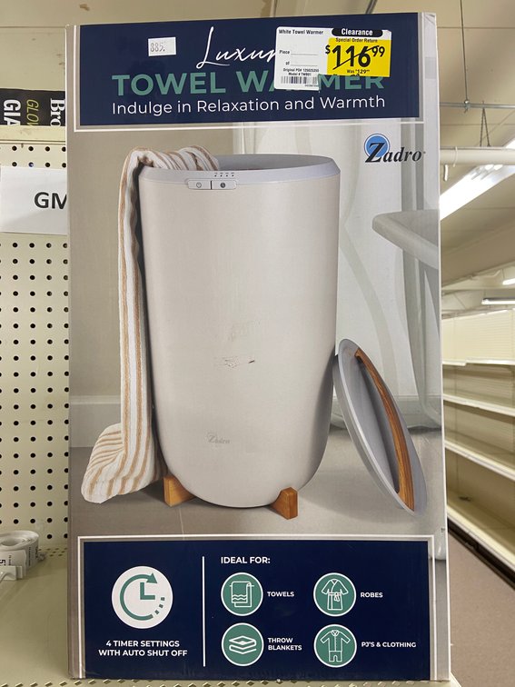 Zadro Towel Warmer W/ Auto Shut Off