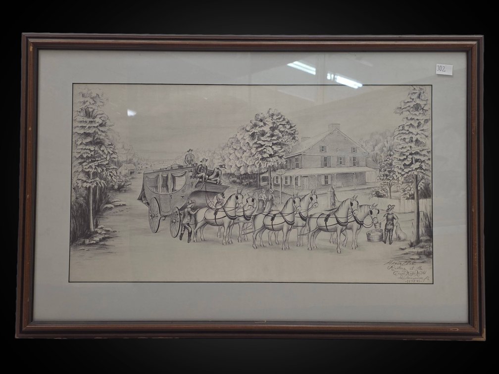 "Resting at the Cross Keys Hotel" Pencil Sketch by Aaron Zook