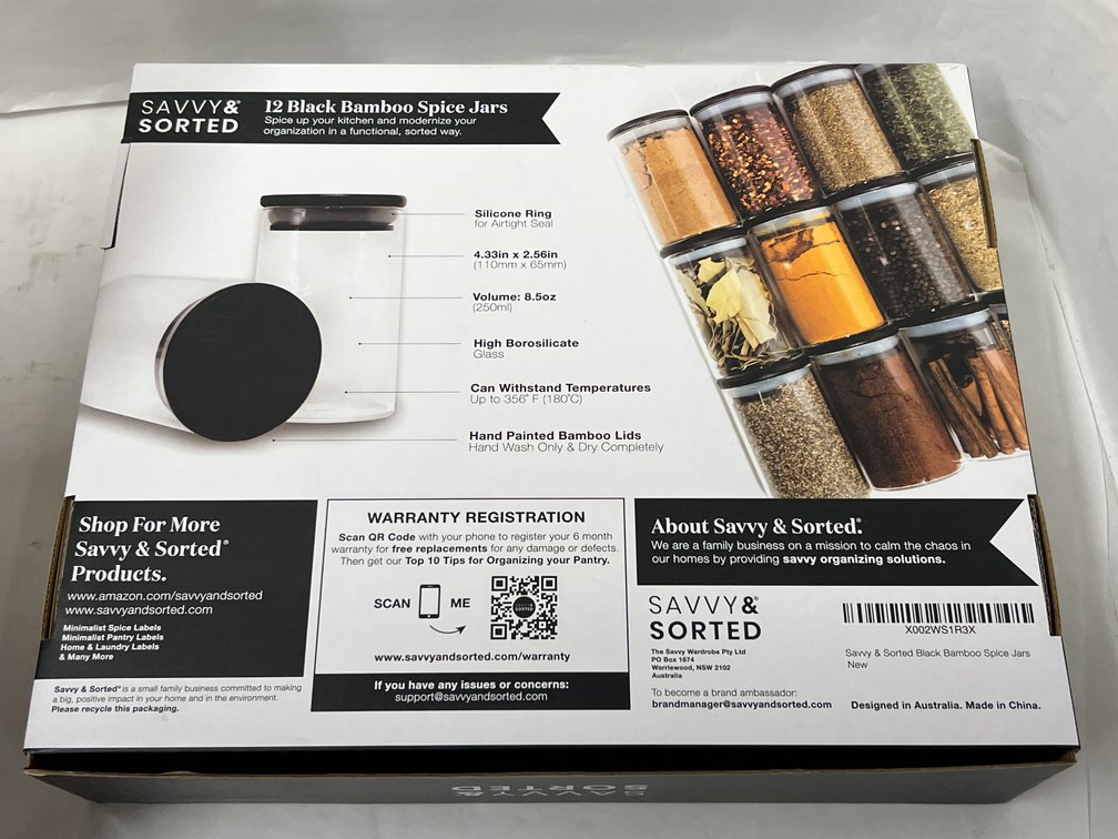 (120x Bid) Savvy & Sorted 12 Ct 8.5 Oz Bamboo Spice Jars