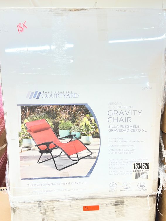 (18x Bid) Four Seasons Courtyard Verona XL Sling Zero Gravity Chair