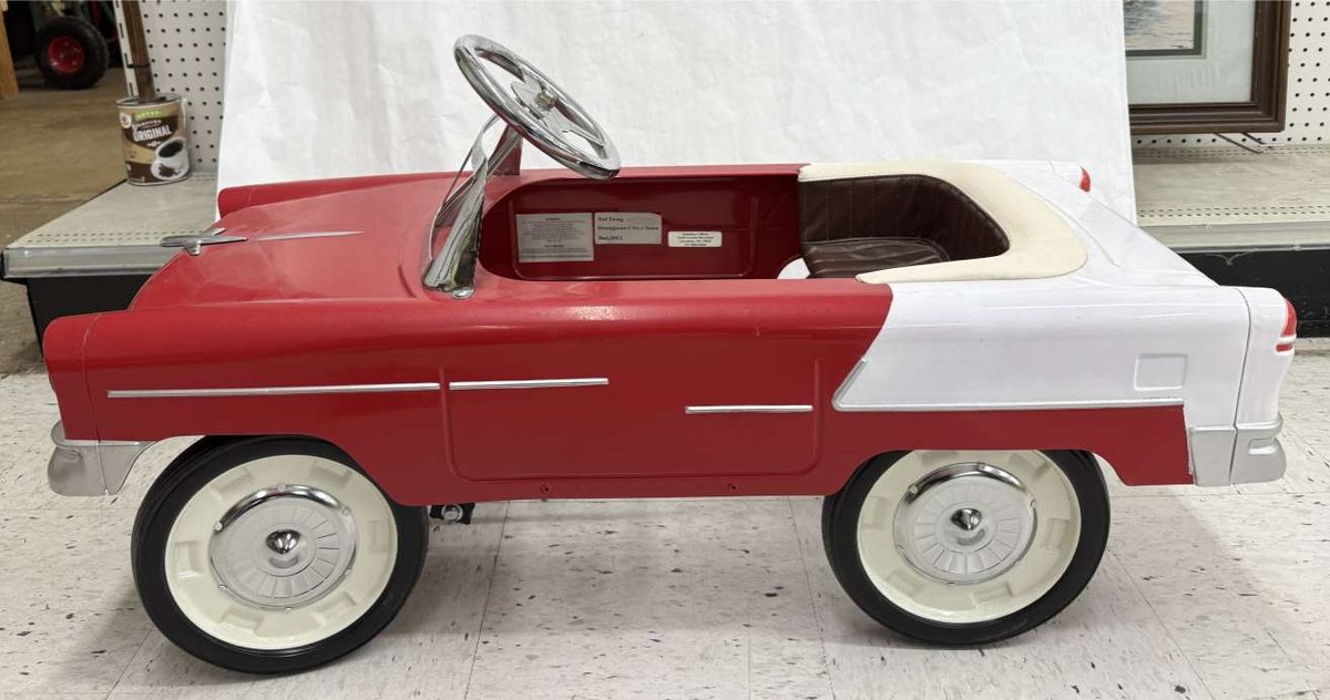 Metal Pedal Car - Red/White Convertible