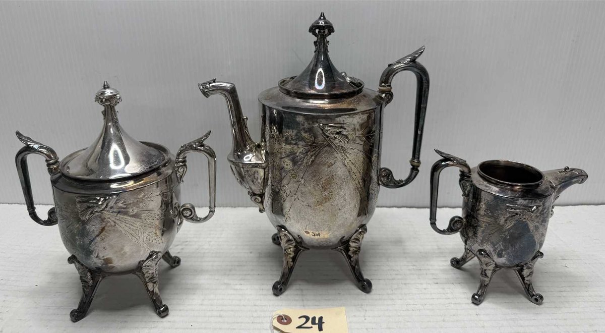Victorian Reed & Barton 2576 Silverplate Tea Set