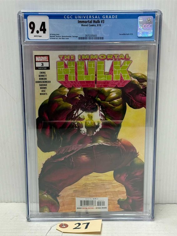 Graded Marvel Immortal Hulk #3 Comic Book