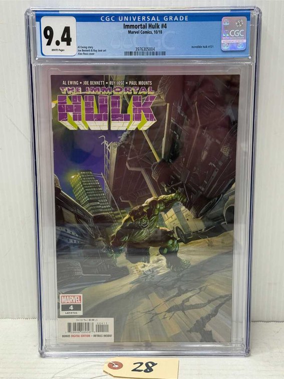 Graded Marvel Immortal Hulk #4 Comic Book