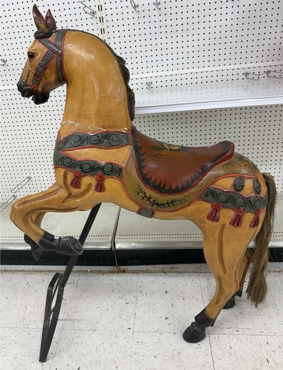 Metal & Wood Hand Painted Carousel Horse