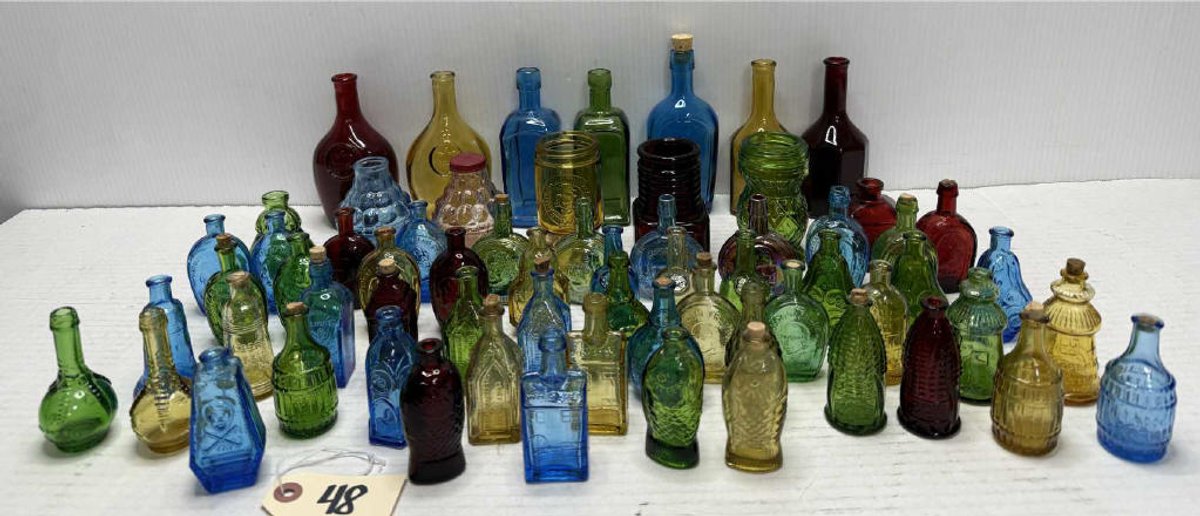 65pc Wheaton Glass Bottle Lot - Blue Coffin RIP +
