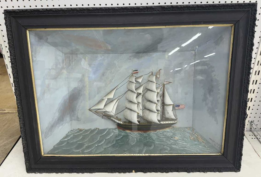 American Painted 1/2 Ship Diorama Picture