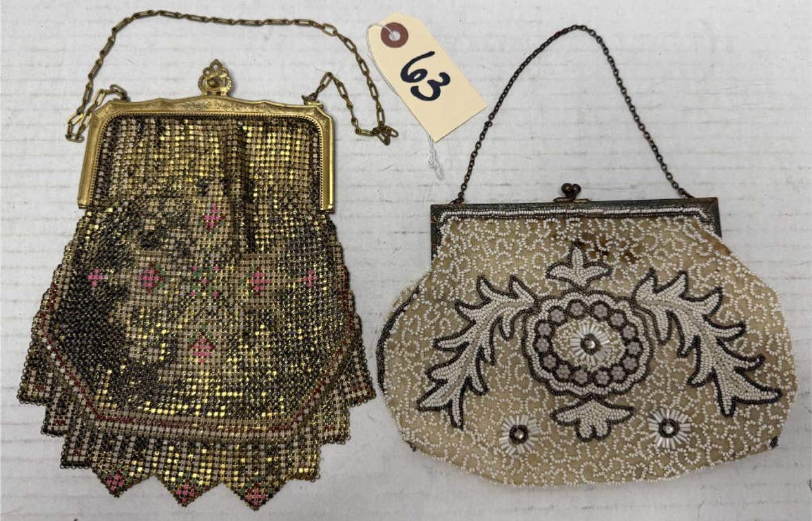 Whiting & Davis Enamel Mesh Purse / Beaded Bag