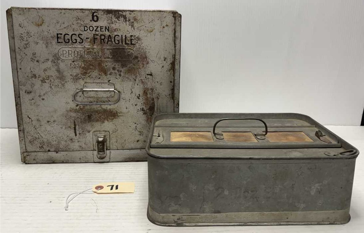 (2) Vintage Metal Egg Crates - Protecto/Hoeft
