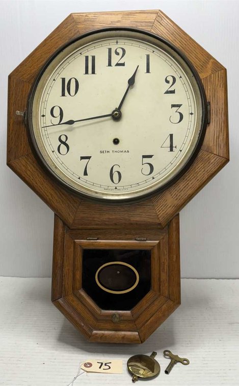 Seth Thomas Oak Cabinet Regulator Wall Clock
