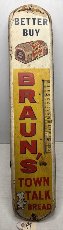 Braun's Town Talk Bread Metal Thermometer